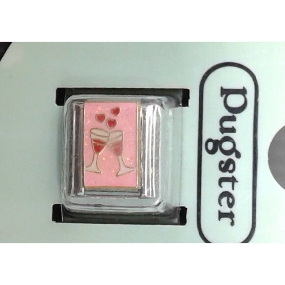 Bracelet Italian Charm Love hearts and Red Wine Glass - Picture 3 of 8